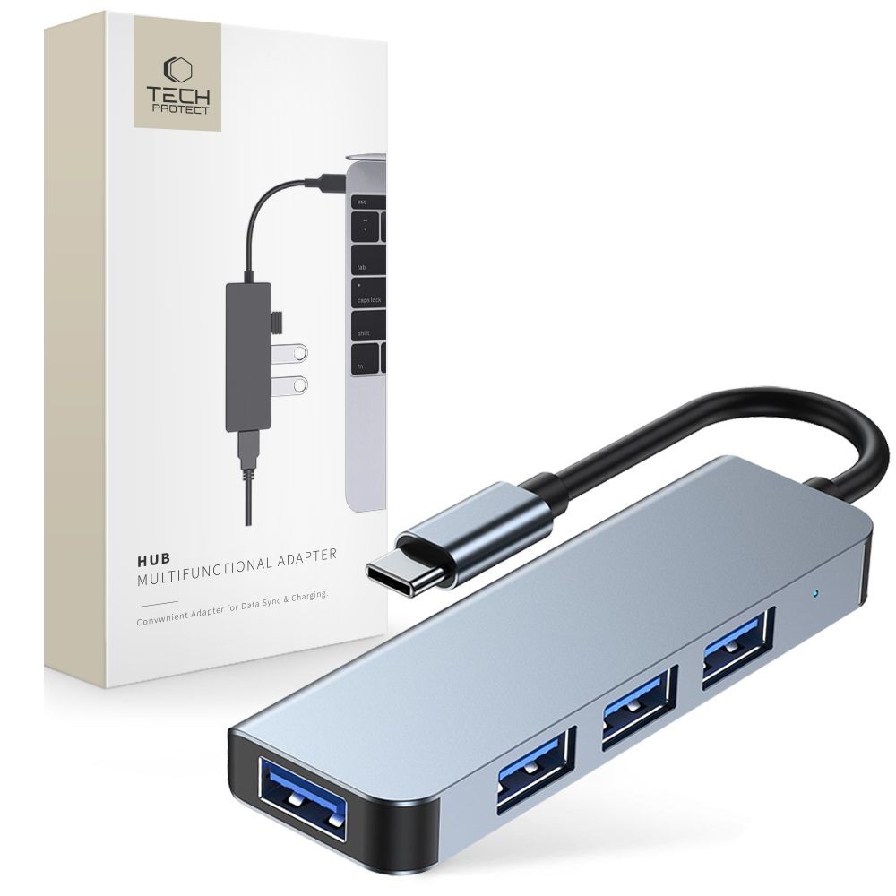 Pilkas adapteris "Tech-Protect V1-HUB Adapter 4in1"