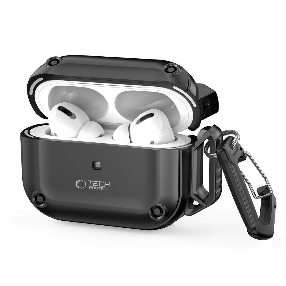 Juodas dėklas "Tech-Protect Rough Pro" skirtas Apple Airpods Pro 1 / 2