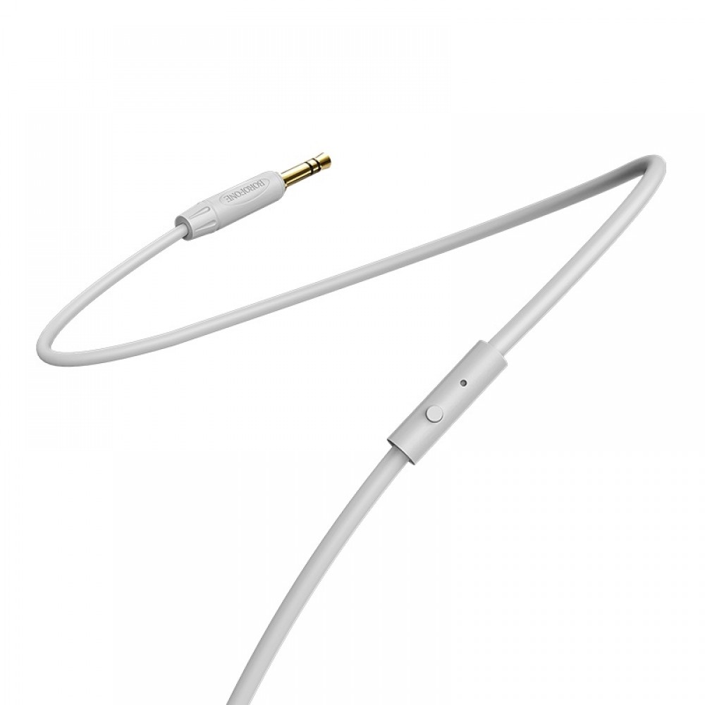 Pilkas audio adapteris 3,5mm į 3,5mm Borofone BL5 AUX su mikrofonu