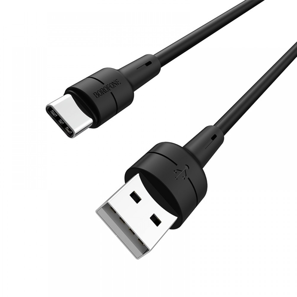 Juodas silikoninis USB kabelis Borofone BX30 Type-C 1.0m