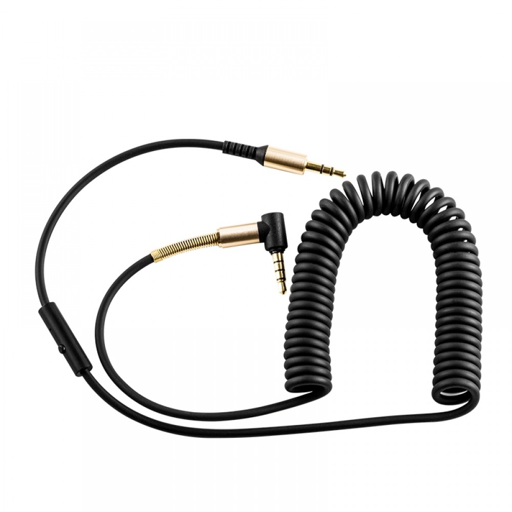 Juodas Audio adapteris Hoco UPA02 AUX 3,5mm į 3,5mm su mikrofonu