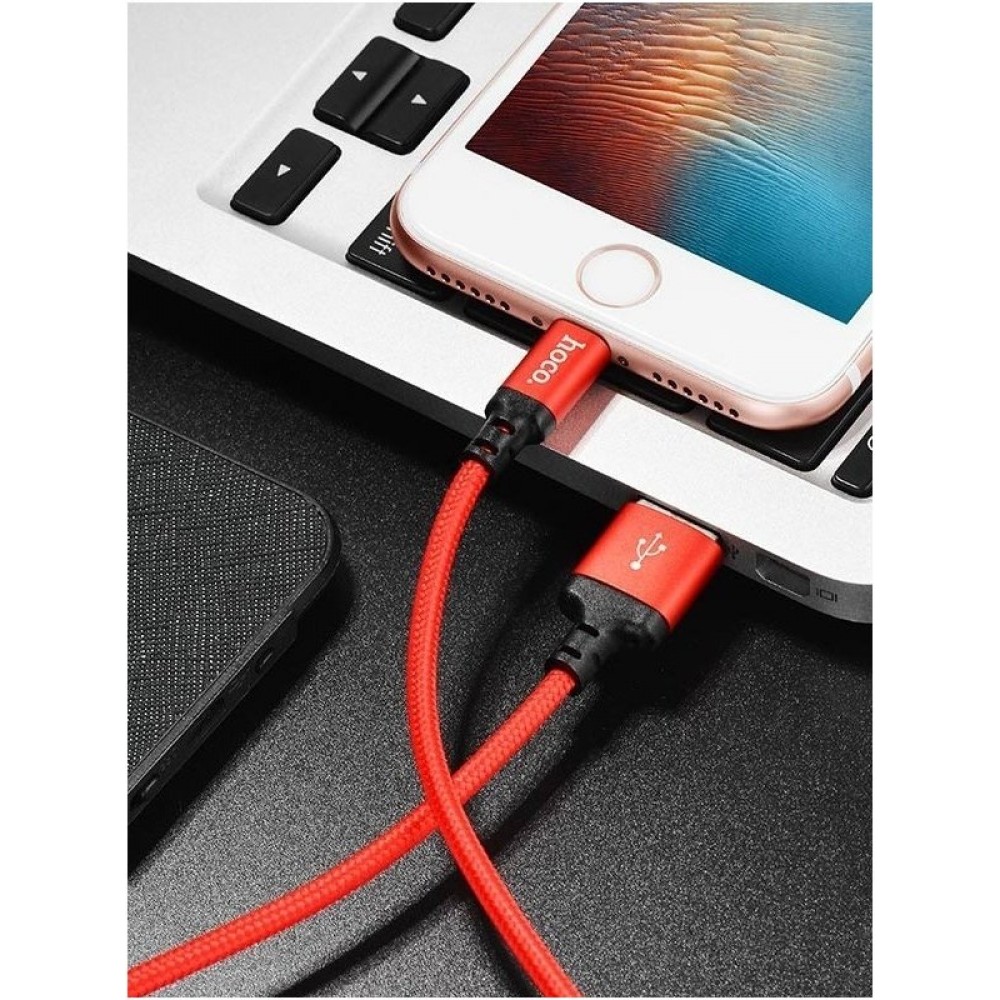 Raudonas-Juodas USB kabelis HOCO X14 "Lightning" 1.0m