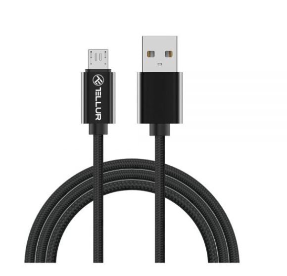 Tellur Data cable, USB to Micro USB, Nylon Braided, 1m black