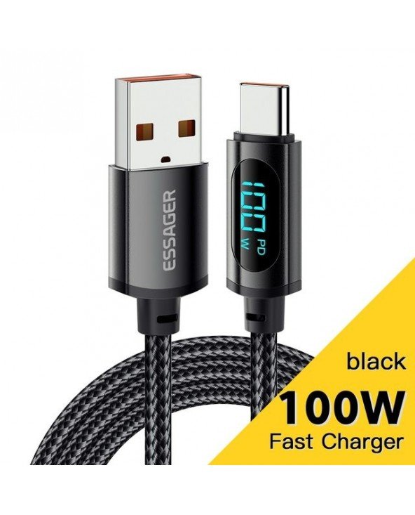 "Essager" C tipo USB kabelis "Huawei Honor Xiaomi" "Samsung Super Charge" 66W/100W greitojo įkrovimo USB C įkroviklio kabelis