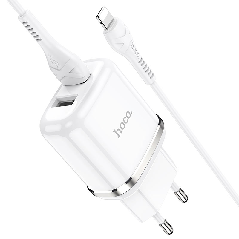 Įkroviklis Hoco N4 12W 2xUSB-A + USB-A to Lightning cable 1.0m baltas