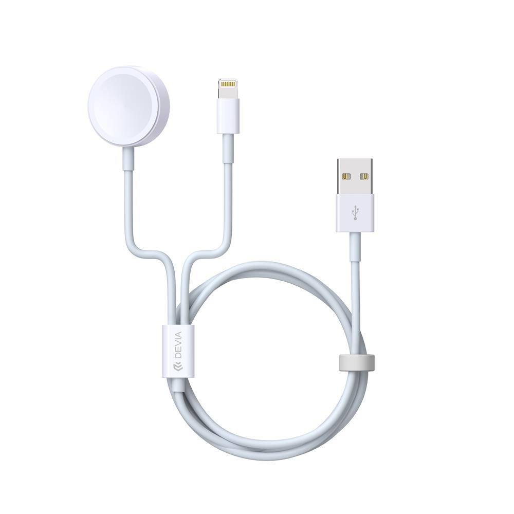 USB kabelis Devia Smart 2in1 Lightning+Apple Watch belaidis įkroviklis