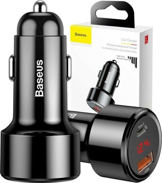 Įkroviklis automobilinis Baseus Series su LED ekranu ir 2 USB Quick Charge 45W juodas CCMLC20C-01