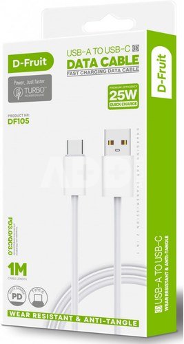 D-Fruit cable USB-A - USB-C 1m, white (DF105)