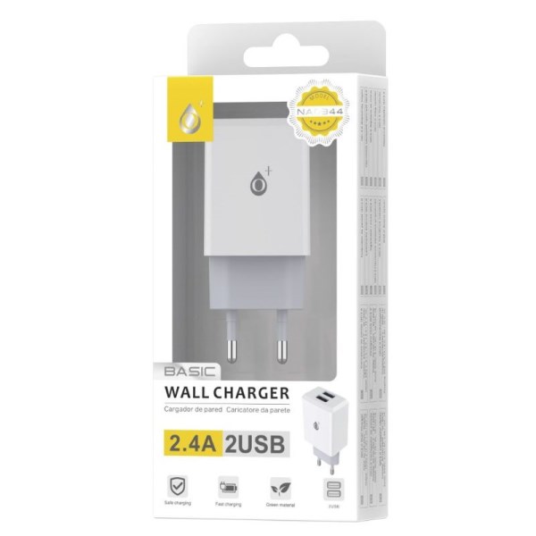Įkroviklis 2xUSB 220V 2,4A OnePlus BASIC baltas