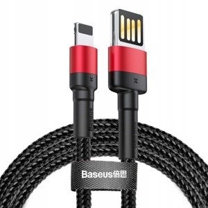 "Baseus Cafule" dvipusis USB "Lightning" laidas 2,4A 1 m (juodas + raudonas)