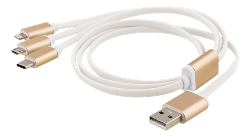 Kabelis EPZI USB-C, lightining, micro USB, 1m, baltas / USB-MULTI10