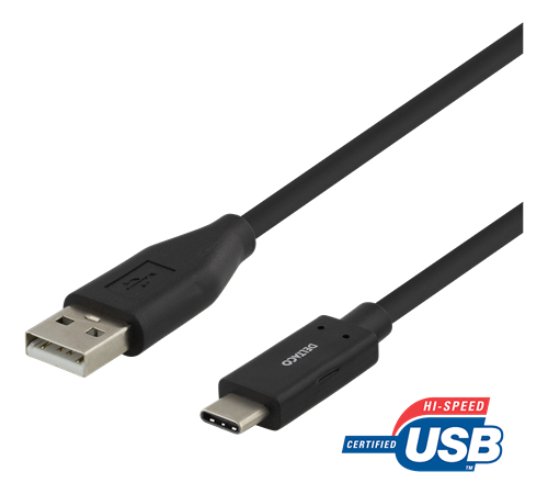 Mob. telefono kabelis DELTACO USB 2.0 C-A, 2m / USBC-1006M