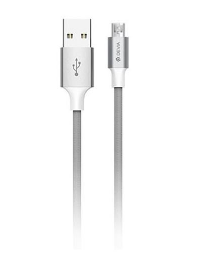 Kabelis Devia Micro USB (5V 2.4A, 2M) grey