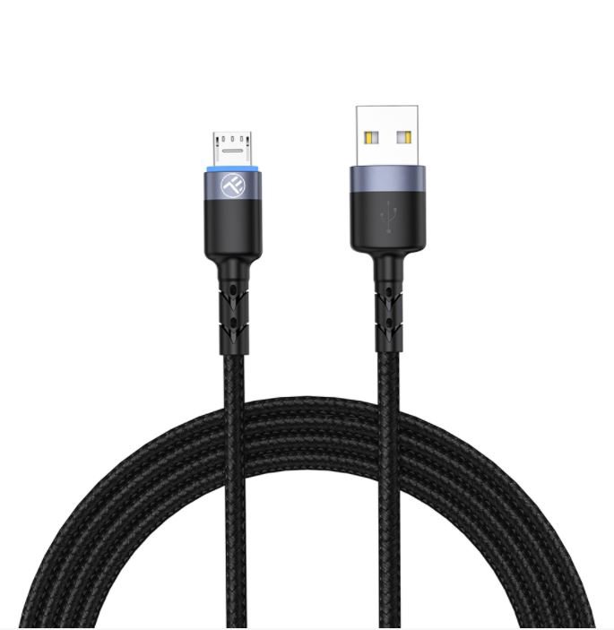 Tellur Data Cable USB to Micro USB LED Nylon Braided 1.2m Black
