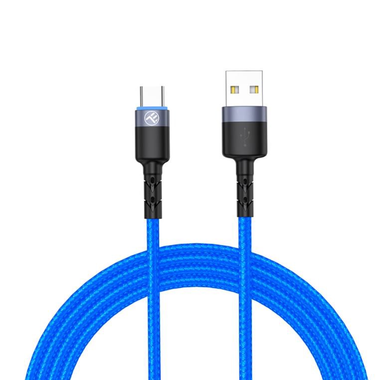 Tellur Data Cable USB to Type-C with LED Light 3A 1.2m Blue