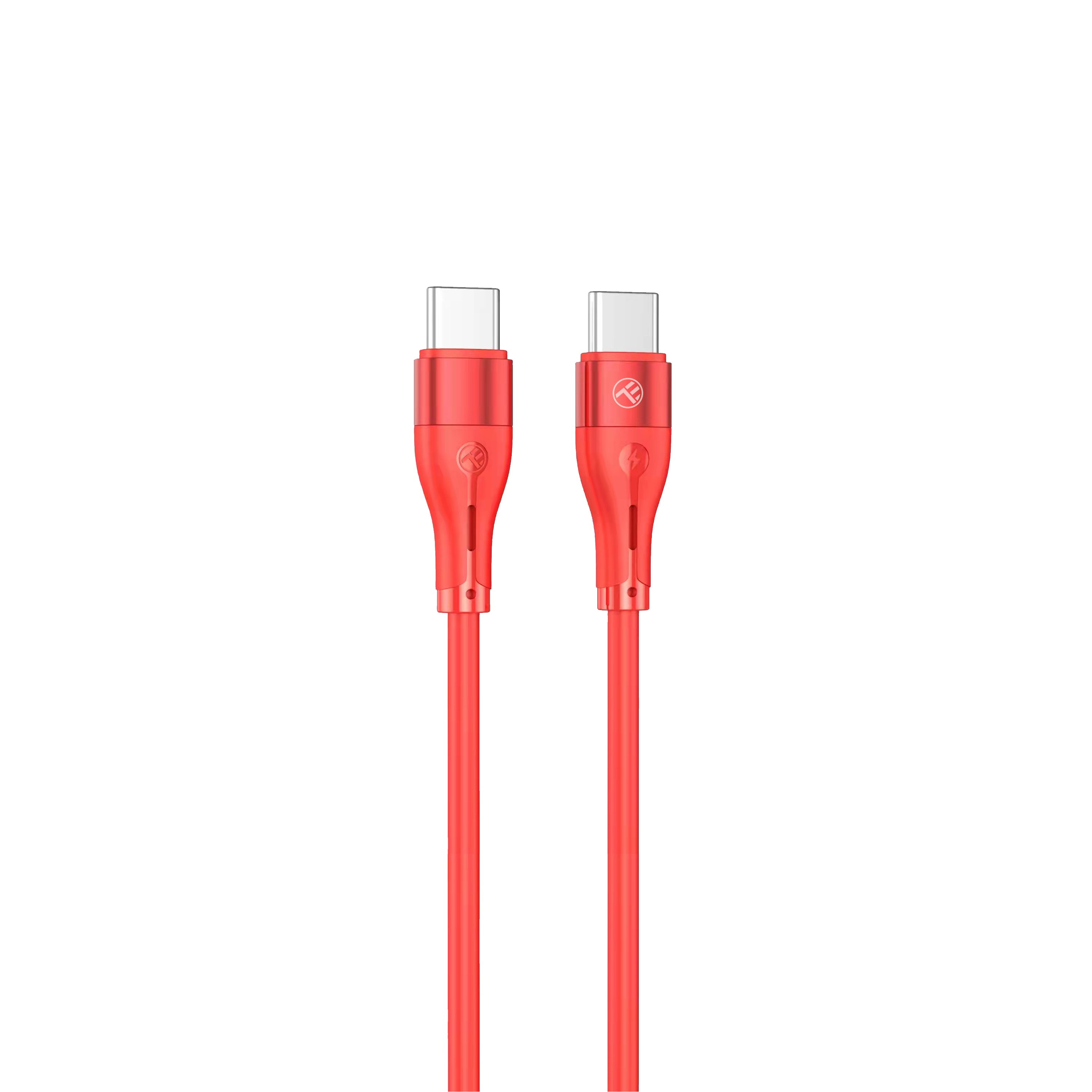 Tellur Silicone Type-C to Type-C cable PD60W 1m red
