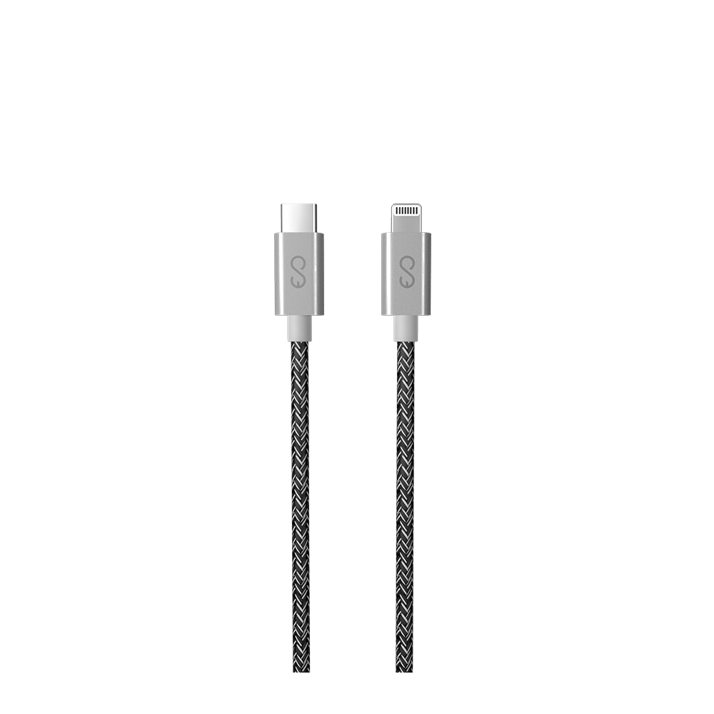 Kabelis Epico Fabric Braided Lightning - USB-C, 1.2m, pilka