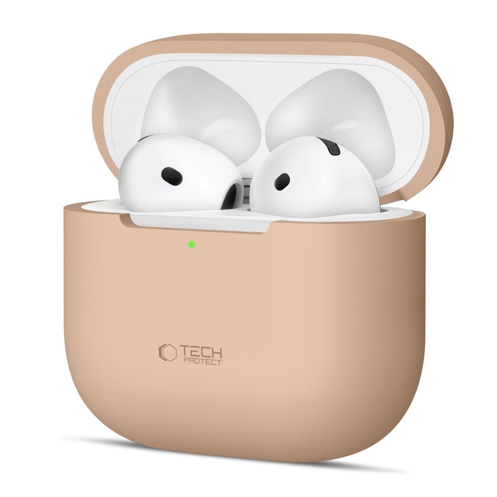 Kreminės spalvos ausinių dėklas "Tech-Protect Silicone" skirtas Apple Airpods 4