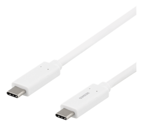 Kabelis DELTACO USB-C į USB-C, 2m, 30W 1,5A, USB 3.1 Gen 1, baltas / USBC-1061M