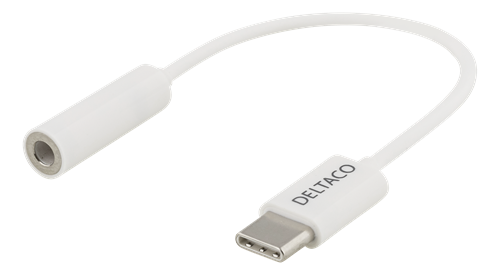 USB-C į 3.5mm stereo adapteris 10cm DELTACO baltas / USBC-1143