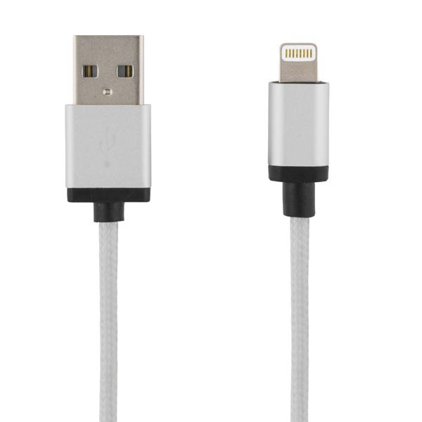 Mob. telefono kabelis DELTACO PRIME USB-Lightning iPhone, 2.0m, "sidabrinis" / IPLH-230