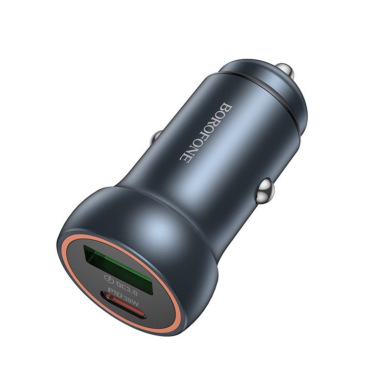 Automobilinis įkroviklis Borofone BZ32A USB-C/USB-A 30W pilkas