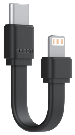 Mob.telefono kabelis Orsen S10L Type C to Lightning 2.4A 80mm black