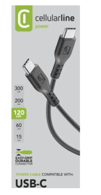 Kabelis Cellularine Data 1,2m USB-C, juodas