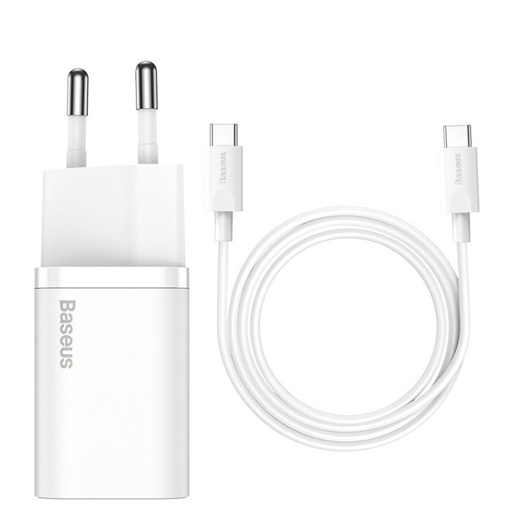 Sieninis USB įkroviklis BASEUS Super Si 25W USB-C, baltas, TZCCSUP-L02