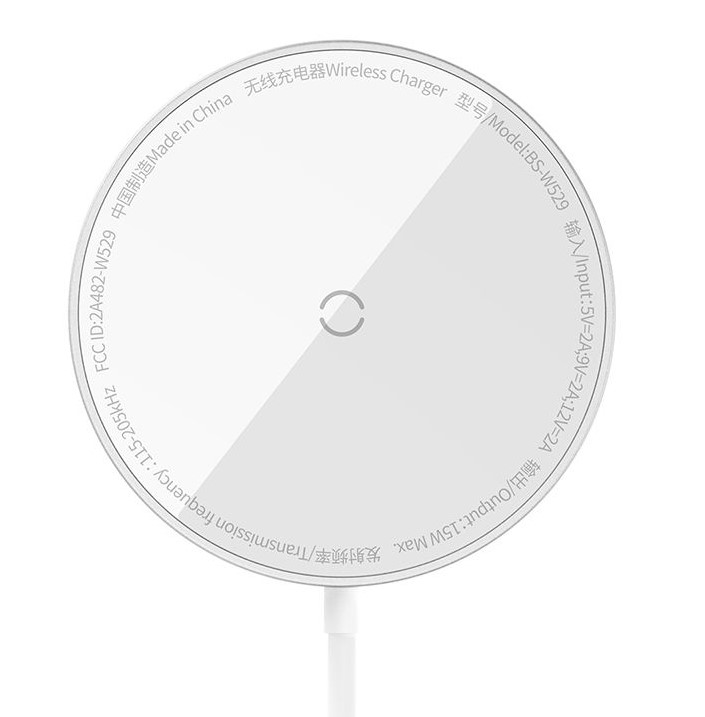 Belaidis magnetinis įkroviklis BASEUS Qi 15W, USB-C 1.2m., CCJJ040012