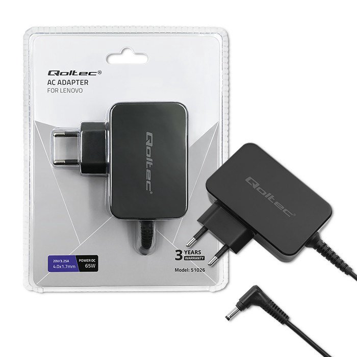 NB maitinimo šaltinis QOLTEC 51026 Power adapter for Lenovo 65W 20V 3.25A 4.0x1.7