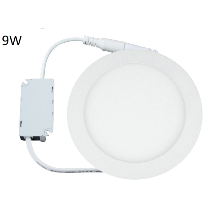 9W LED įmontuojama panelė, apvali (3000K) šiltai balta