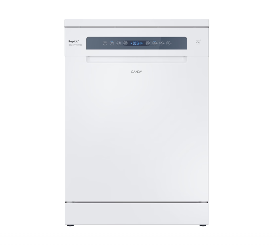 Indaplovė Candy RapidÓ CF 3C7F0W, plotis 60 cm, aukštis 85 cm, klasė C, Eco programa, talpa 13, Wi-Fi, Bluetooth, balta.