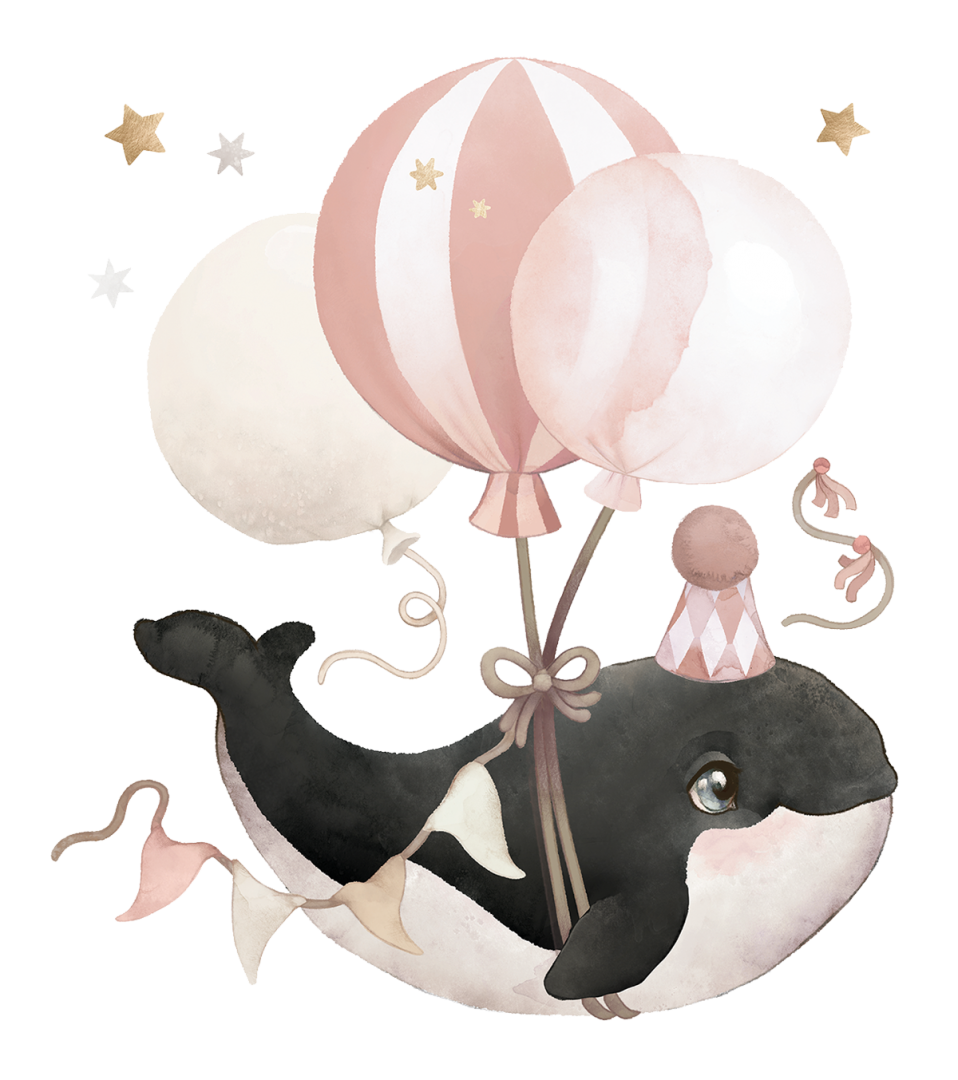 LILIPINSO sienų lipdukai - SELENE - Special sizes stickers / Flying whale (pink)