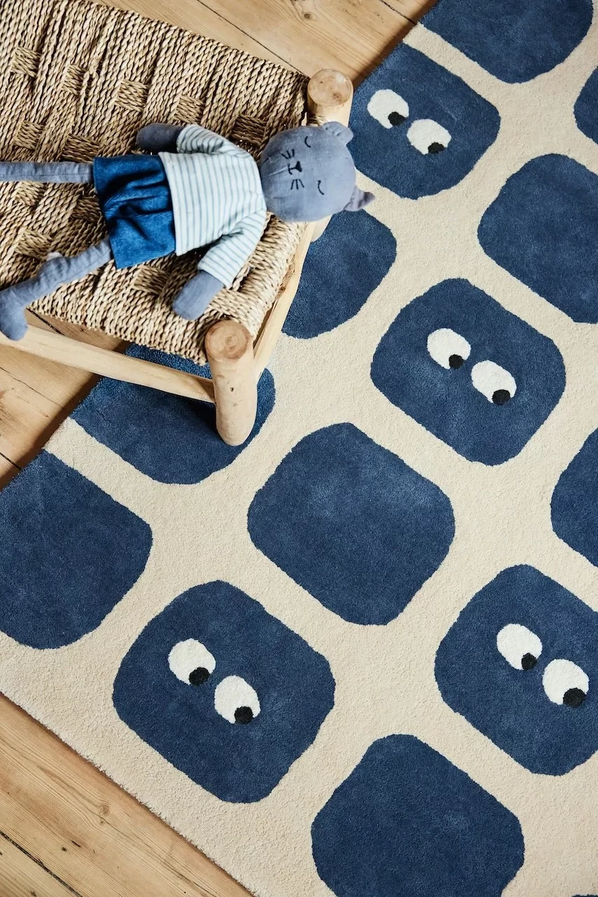 BLEUU-STUDIO kilimas Children's rug Bidules navy