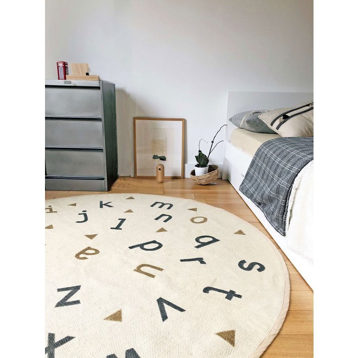 AFK LIVING kilimas Kid's round rug Alphabet - Beige