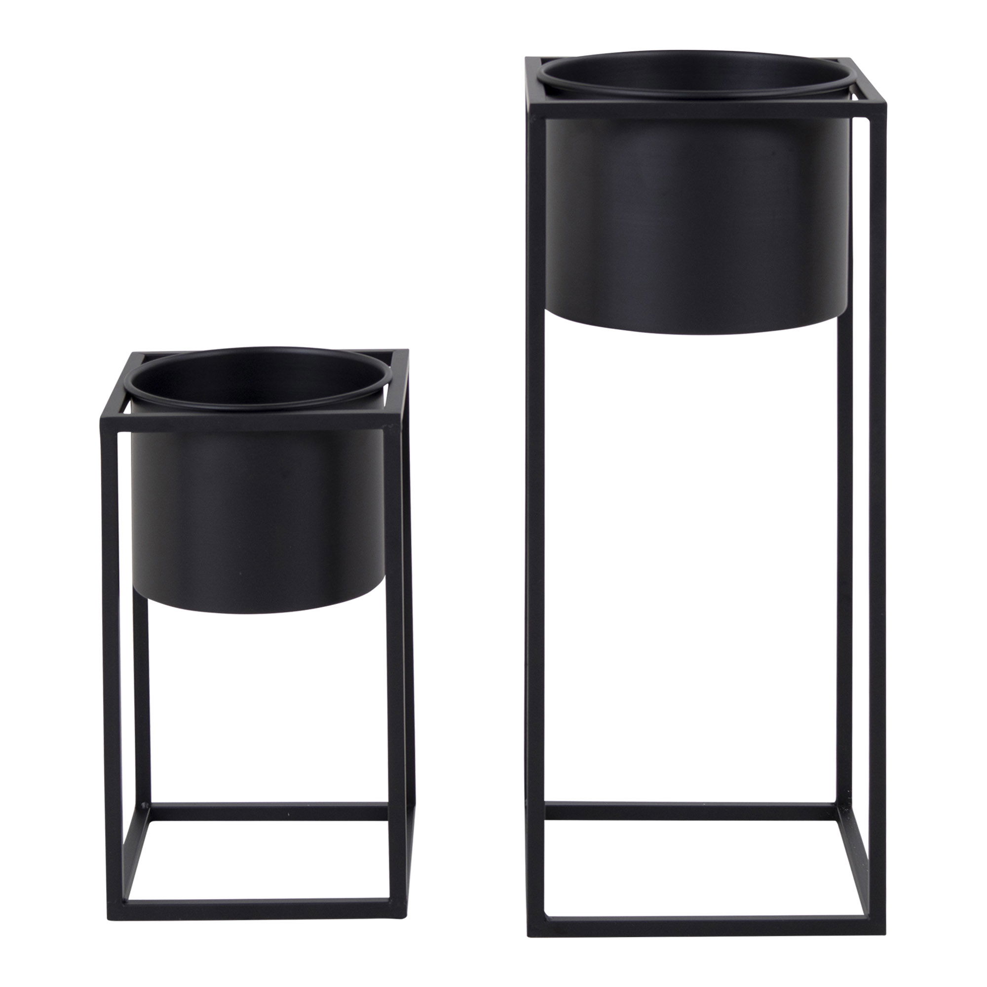 Metaliniai pakeliami vazonai | 2 vnt. kompl. | 17/19,5 x 31/50,5 x 17/19,5 cm | Juoda