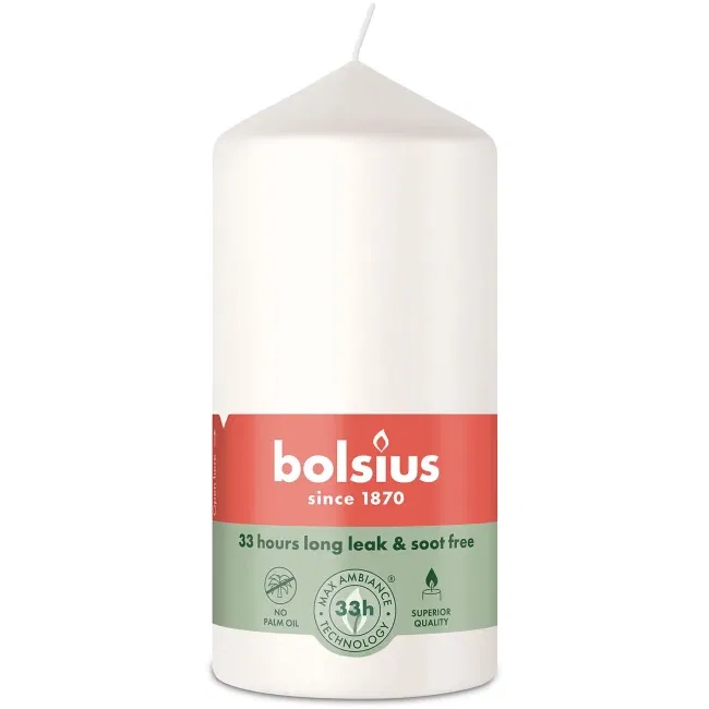 Cilindrinė žvakė BOLSIUS, baltos sp., 5,8 x 12 cm