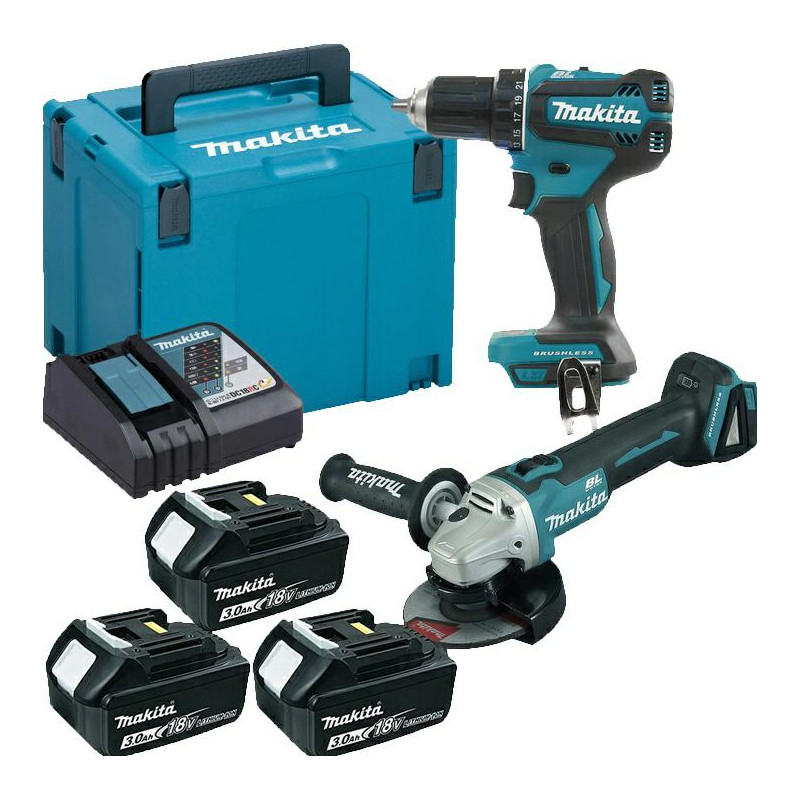 MAKITA 18V KOMBINUOTAS RINKINYS DLX2284J1 DDF485 + DGA504 3x3.0Ah