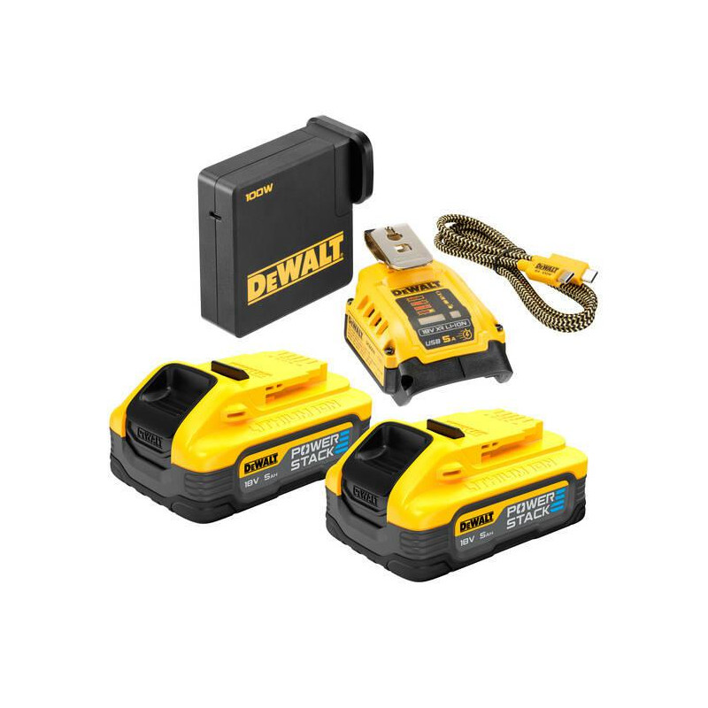 DCB094H2-QW DEWALT MŁADOWARKA / ADAPTER USB +2x5,0Ah POWER STACK
