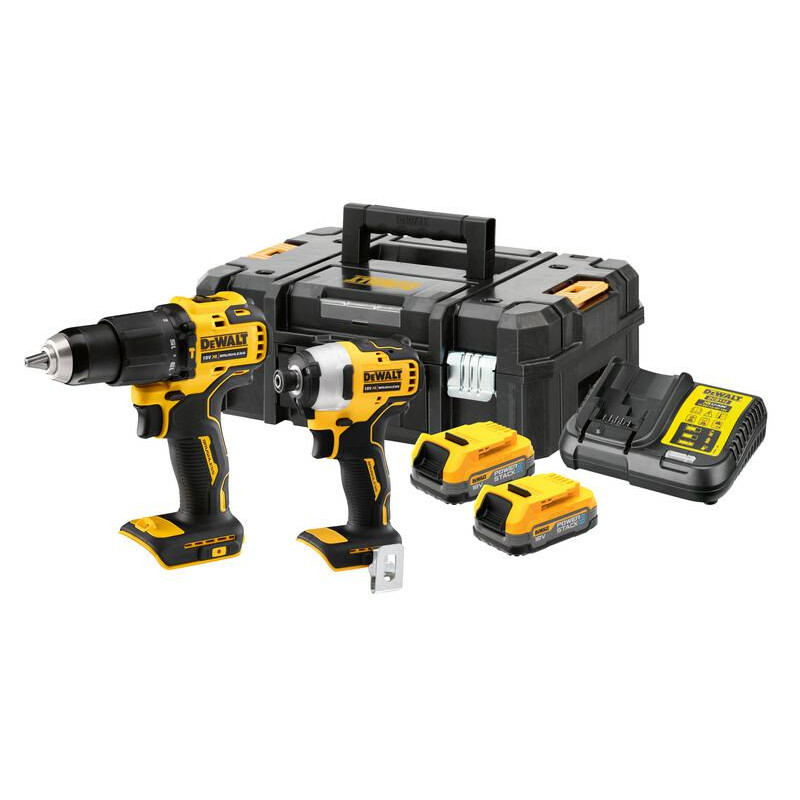 DCK2062E2T-QW DEWALT ZESTAW COMBO 18V WKRĘTARKA UDAROWA DCD709 + ZAKRĘTARKA DCF809 2x1,7Ah POWERSTACK DCK2062E2T
