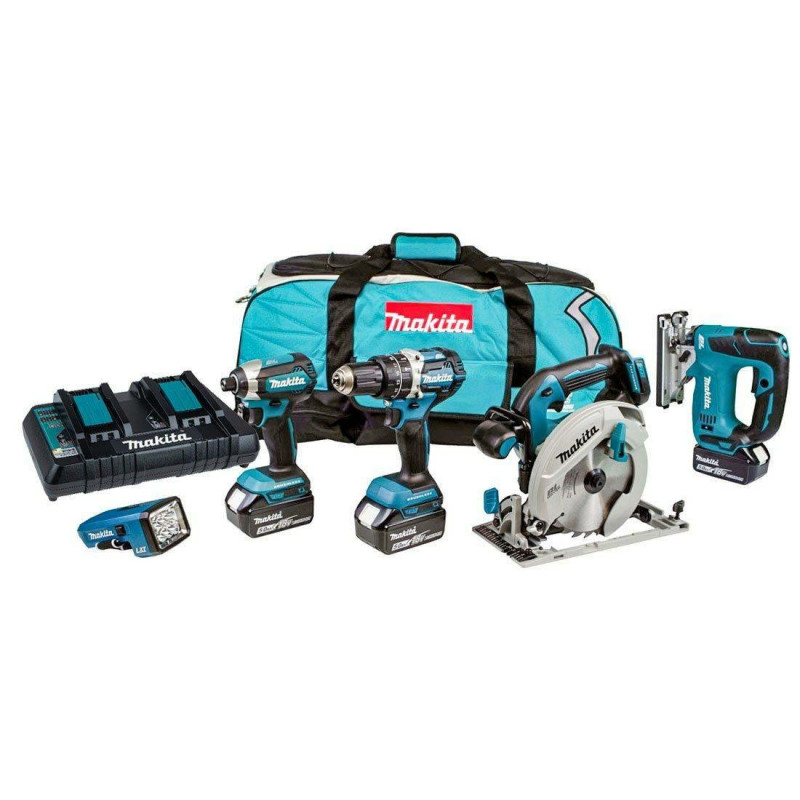 MAKITA.ZES.COMBO 18V DLX5043PT (DHP484+DJV182+DHS680+DTD153+DML186) 3x5,0Ah + BAG ...