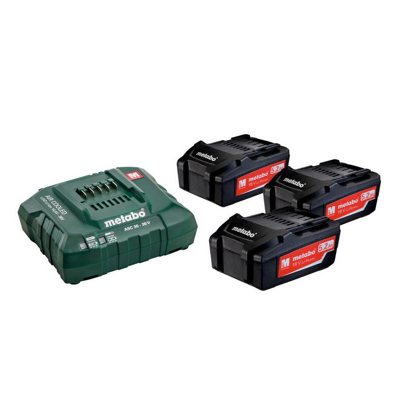 685048000 METABO.Akumuliatorius 18V 5,2Ah x3 + ĮKROVIKLIS. ASC 30-36 V