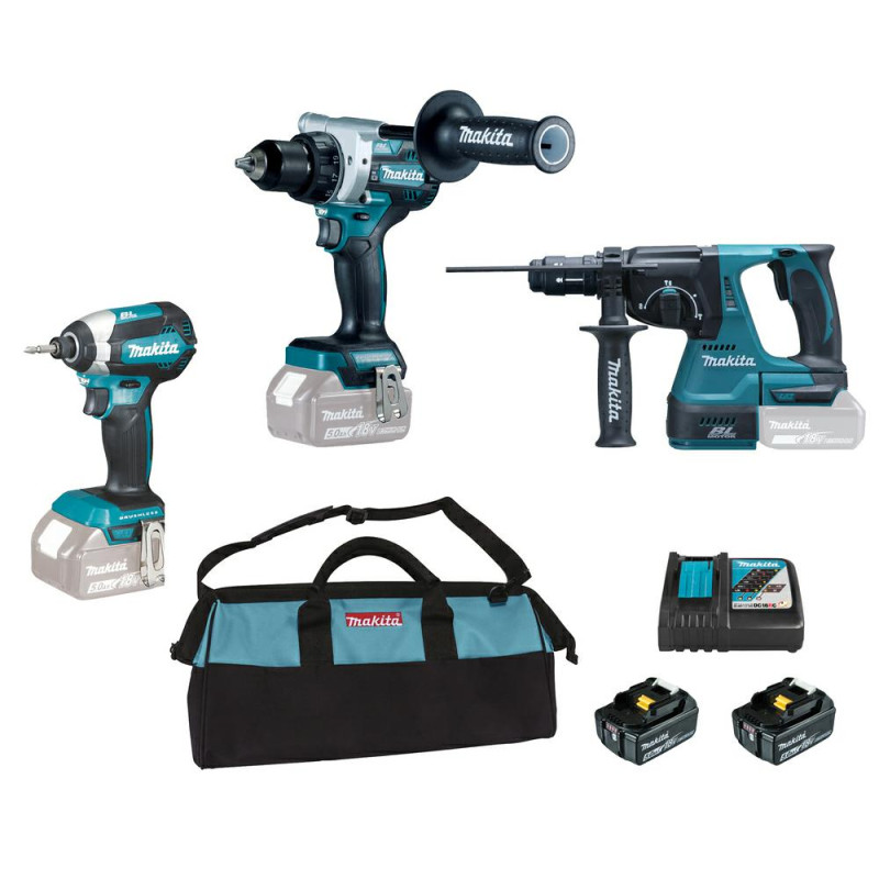 MAKITA.COMBO.SET.SET.18V (DDF486+DTD153+DHR243W) 2x5,0Ah + krepšys DLX3154TX1