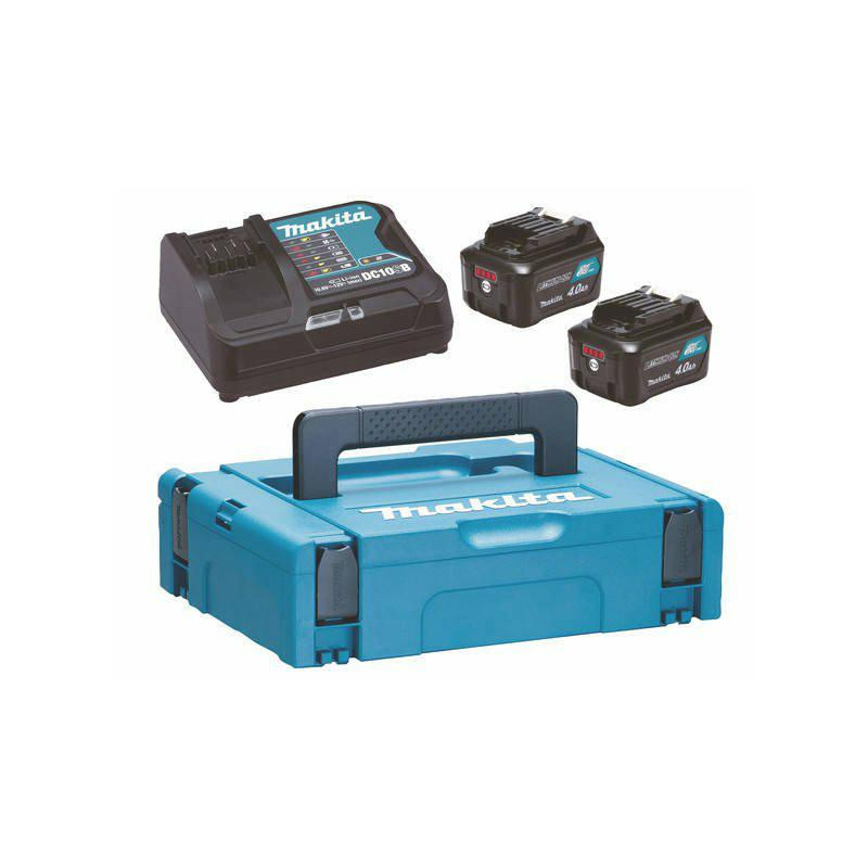 197641-2 MAKITA maitinimo šaltinių rinkinys 12V 2x4.0Ah (BL1041Bx2+DC10SB) MAKPAC
