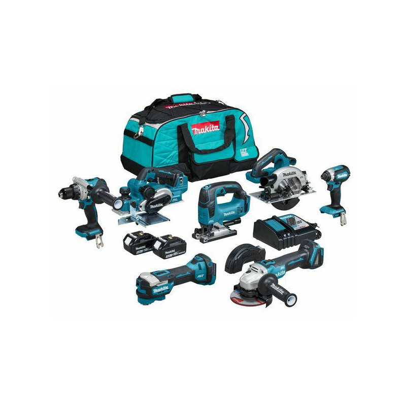 MAKITA.COMBO.SET.SET.18V (DDF486+DGA504+DHS660+DJV182+DKP181+DTD153+DTM52) 2x5,0Ah Tote DLX7019TX1