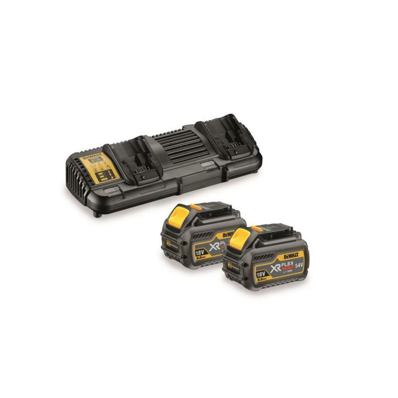 DCB132T2-QW DEWALT ŁADOWARKA DCB132 NA DWIE BATERIE + 2 x AKUMULATOR 54/18V 6,0/2,0Ah DCB546