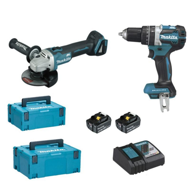 MAKITA 18V rinkinys DLX2210TJ1 (DHP484Z+DGA506Z) 2x5.0Ah