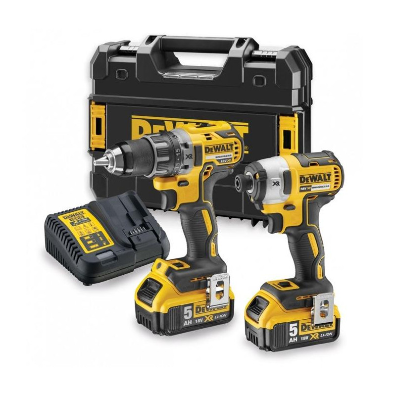 DCK268P2T-QW DEWALT ZESTAW COMBO 18V WKRĘTARKA DCD791 + ZAKRĘTARKA DCF887 2 x 5,0Ah + WALIZKA TSTAK DCK268P2T