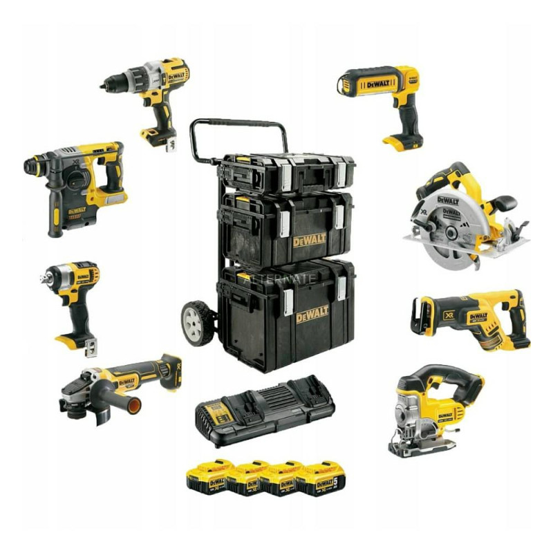 DCK854P4-QW DEWALT ZESTAW COMBO 18V DCD996+DCF880+DCG405+DCS331+DCS367+DCS570+DCH273+DCL050 4x5,0Ah WÓZEK TS